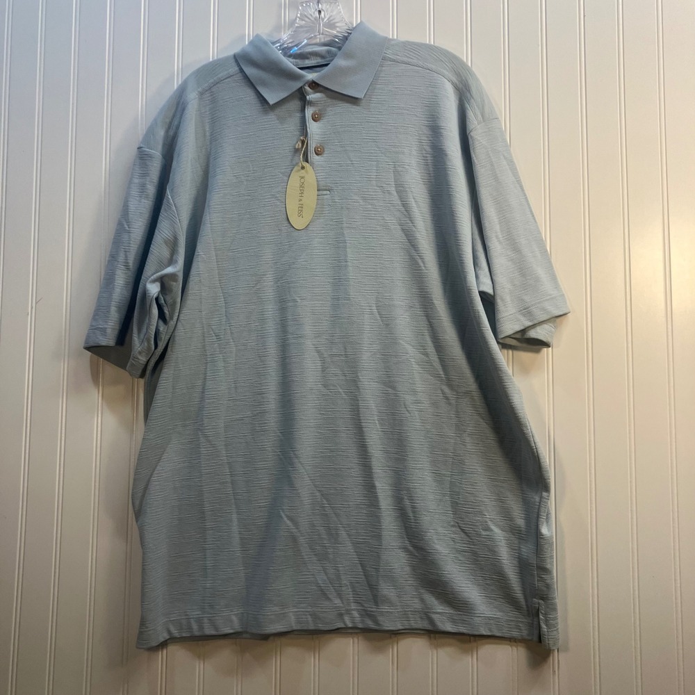 Joseph & Feiss Resort Mens‎ Light Blue Pima Cotton Slub Polo Shirt Large NEW